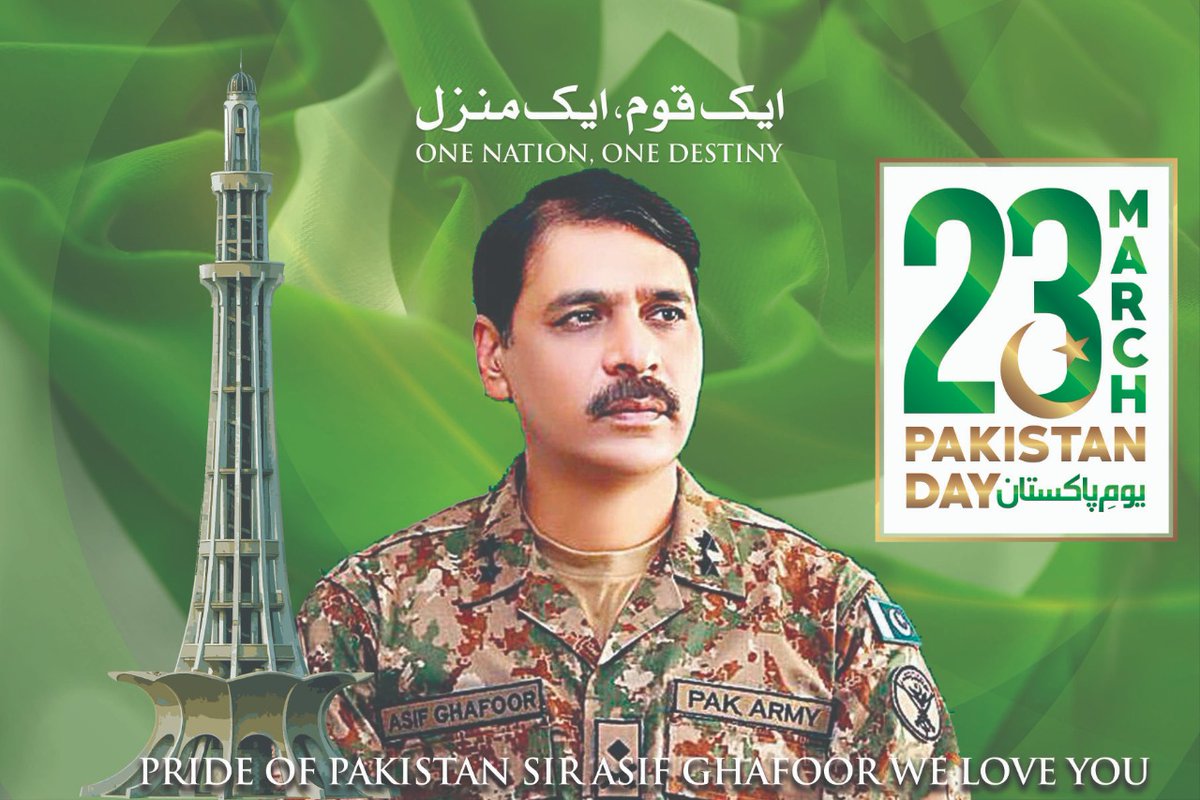 AGFanOff's tweet photo. ایک خواب اقبال نے دیکھا آصف غفور نے اسکی تعبیر کی،
آصف غفور بڑے عزم کے آدمی ہیں،
 انہوں نے حقیقی معنوں میں قوم کے لئے بہت محنت کی.
دشمن اور لبرلز ان کی قائدانہ بصیرت اور اچھے کردار سے یکساں خوفزدہ ہیں،
انہوں نے جو ایک ��نزل دکھائی آج قوم گامزن ہے اس جان��✌️
#PakistanResolutionDay https://t.co/B4CKUuqgQ4