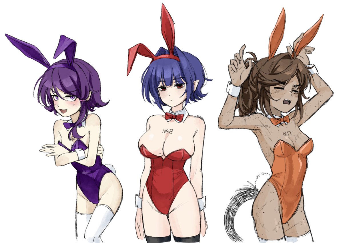 CW: gijinka &amp; bunny suit &amp; ooc 
Put some warning bc I know this is too fetishize for them, don’t click if you’re uncomfortable with it 
#MurderDronesNSFW #xxxdrones #MurderDronesNori #MurderDronesYeva #MurderDronesAlice