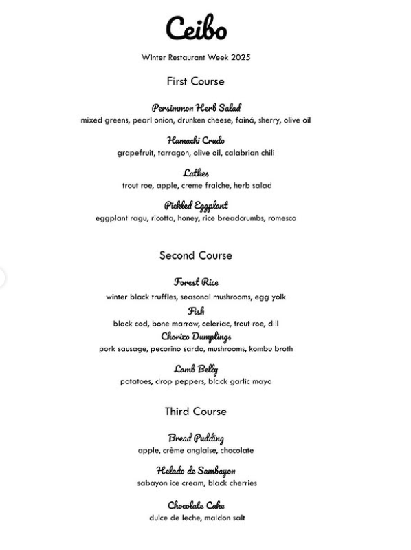 ceibodc's tweet photo. We’re adding two extra dinner services on Monday and Tuesday—only a few spots left!
Swipe to check out our menu. We’ll also be offering an optional wine pairing. See you at dinner 🥂 https://t.co/fpn4NnoNN4
