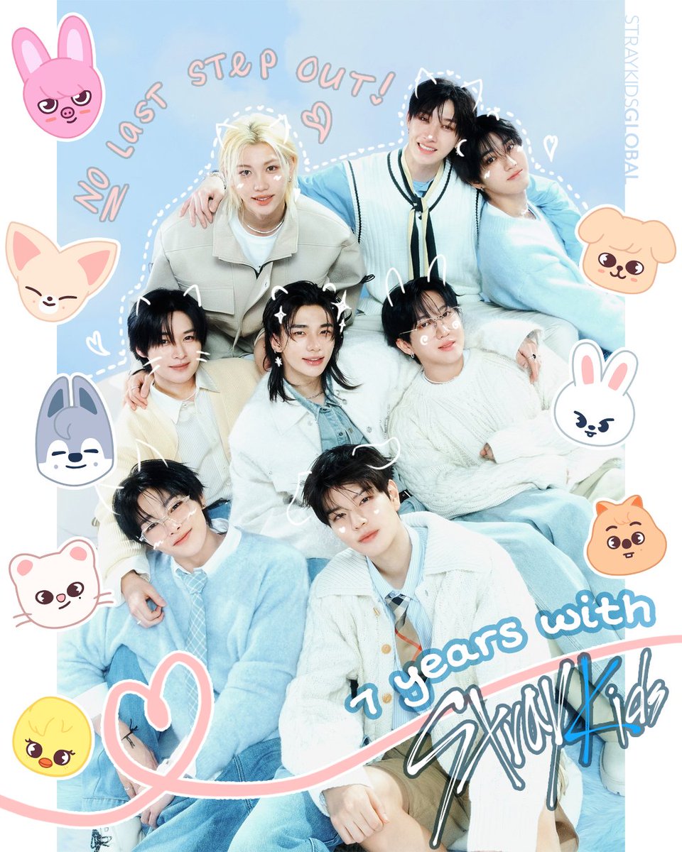 StrayKidsGlobal's tweet photo. Happy 7th Anniversary, @Stray_Kids! 🥳🎉

#스키즈의_7번째_청사진
#NoLastStepOut_7YearSKZ
#StrayKids7thAnniversary https://t.co/X1bCfwMZBN