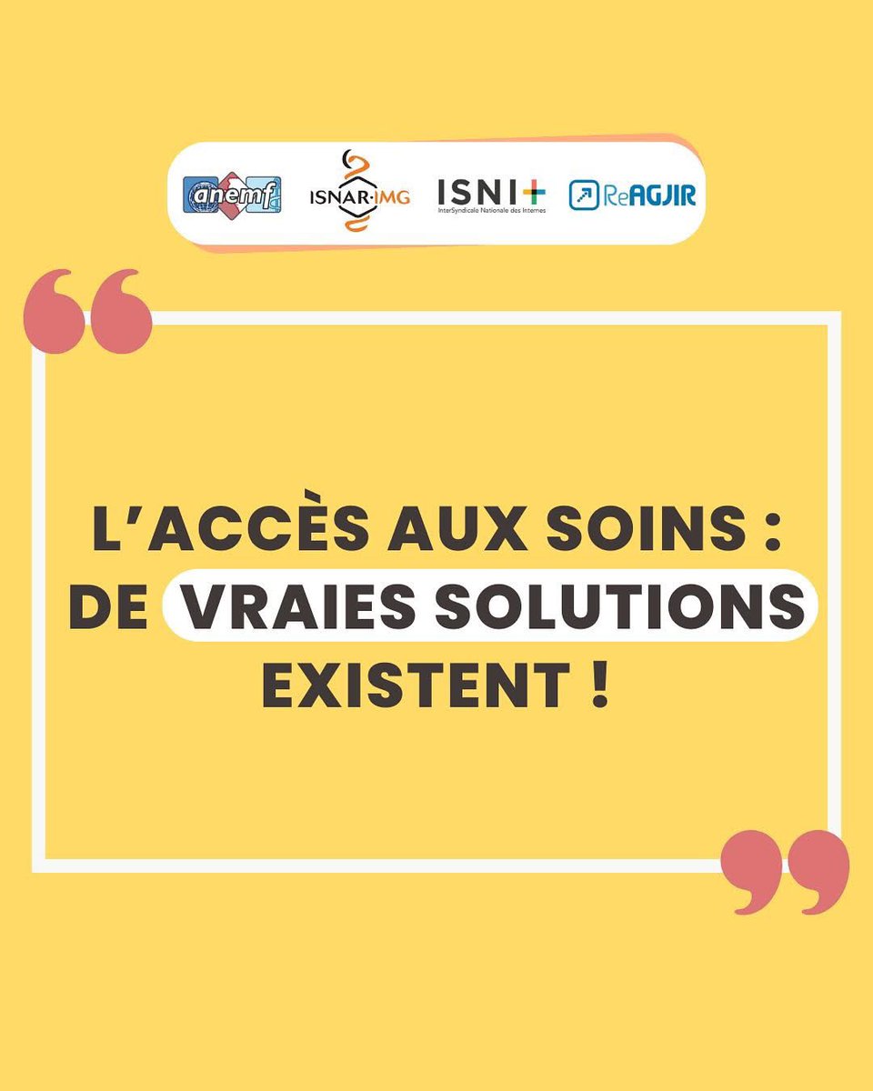 ReAGJIR's tweet photo. 📢 Accès aux soins : de vraies solutions existent !

✅ Former plus de médecins, mieux et partout

✅ Améliorer les conditions d’exercice

🚨 Former, accompagner, simplifier : voici les vraies solutions pour garantir l’accès aux soins ! https://t.co/cHw4kl8v86