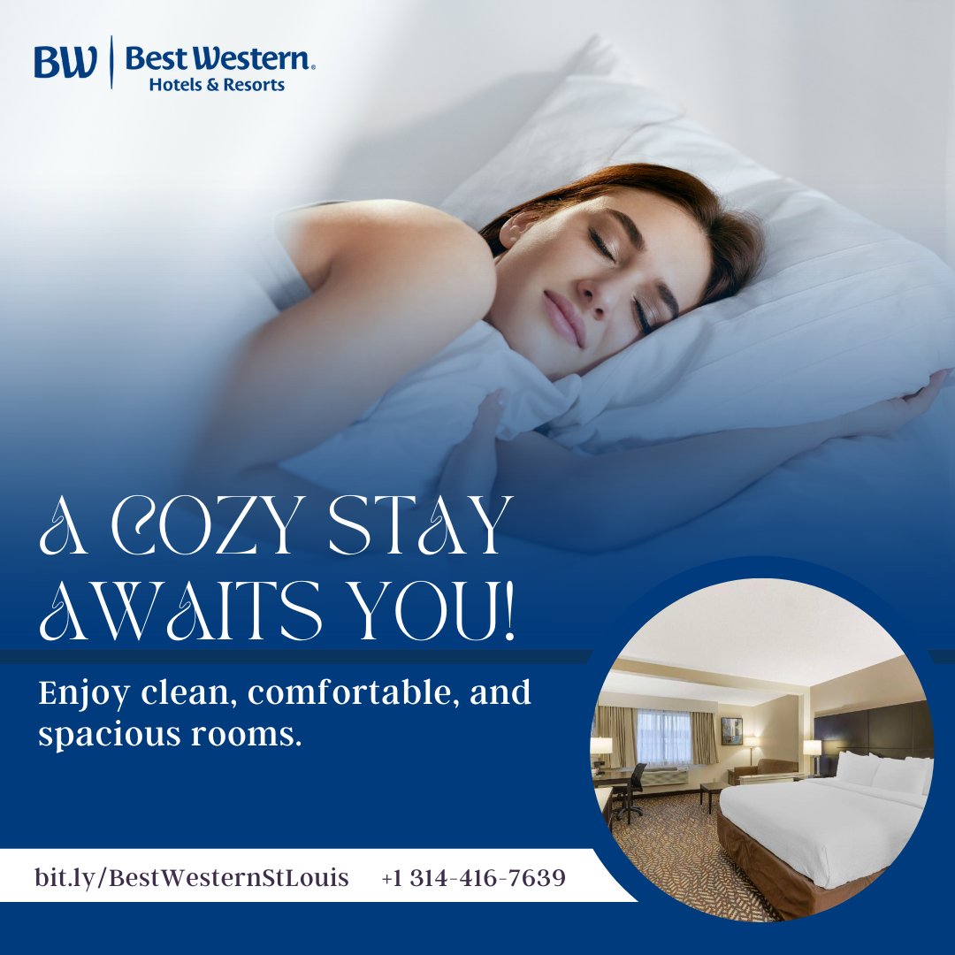 BW_StLouisInn's tweet image. Nothing beats a clean, cozy room after a long day of travel. Unwind &amp;amp; relax at Best Western St. Louis Inn! ✨
🛏️ Book your comfy stay here: bit.ly/3yYsswf
#SweetDreams #HotelComfort #StayRested