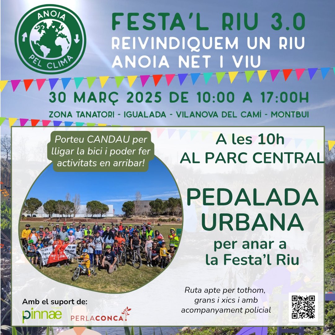 Després de tants dies de pluja, oi que hi ha ganes de sortir en bici?
🚴‍♀️🚴🚴‍♀️
Diumenge, ens trobem al parc central! 
🚴‍♀️ Bicis a punt i alegria per pedalar!! 
👉🏻En arribar ---podreu participar en un munt d'activitats gratuïtes! 
Per inscripcions i consultes forms.gle/ejnv7ah2LcZ3G9…