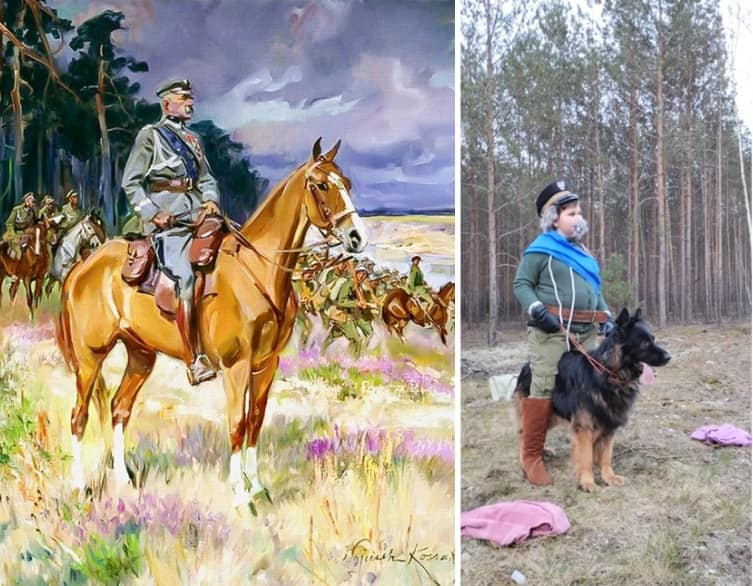 Kochanoskill's tweet photo. Siema! Dzisiaj zrobiłem własną interpretacje zdjęcia #Piłsudzkiego ^ja to ten po prawej. Mocne czy nie mocne? #Historyk #wojna #Poland https://t.co/xD84kXg0Fw