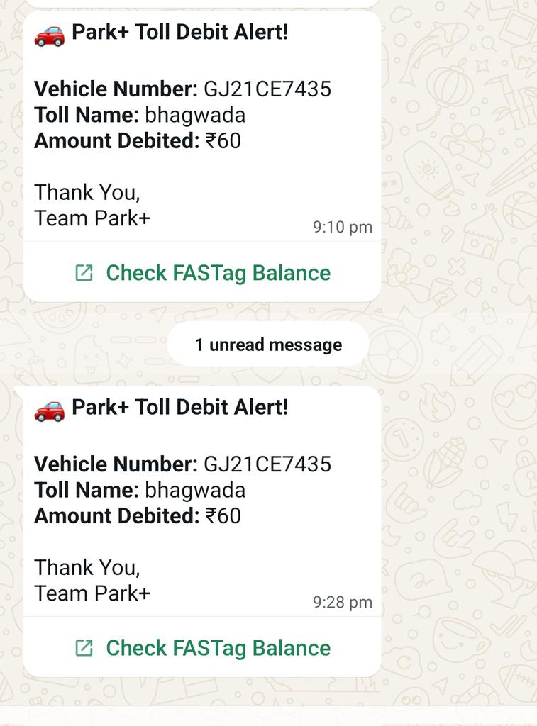 Bagvada tall get deduct duble tall in one time pass vehicals