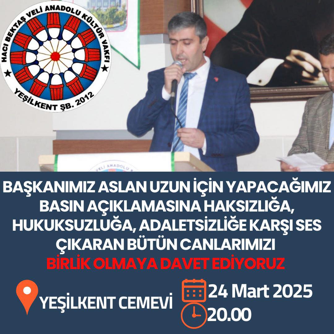 Alevilerin gündemi yarın bu olmalı. 
Aslan Uzun Canımız için saat 20.00'de Yeşilkent Cem Evi önünde toplanıyoruz.

#StopAlawiteGenocide 
#StopAlawiteGenocideInSyria 
#AslanUzunyanlızdeğildir