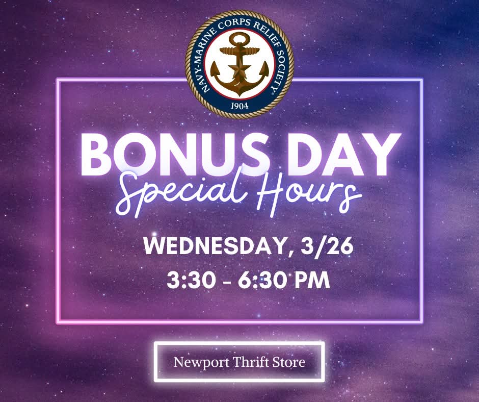 Rare bonus day of shopping this week at NMCRS Thrift Store. Be sure to spread the word.
