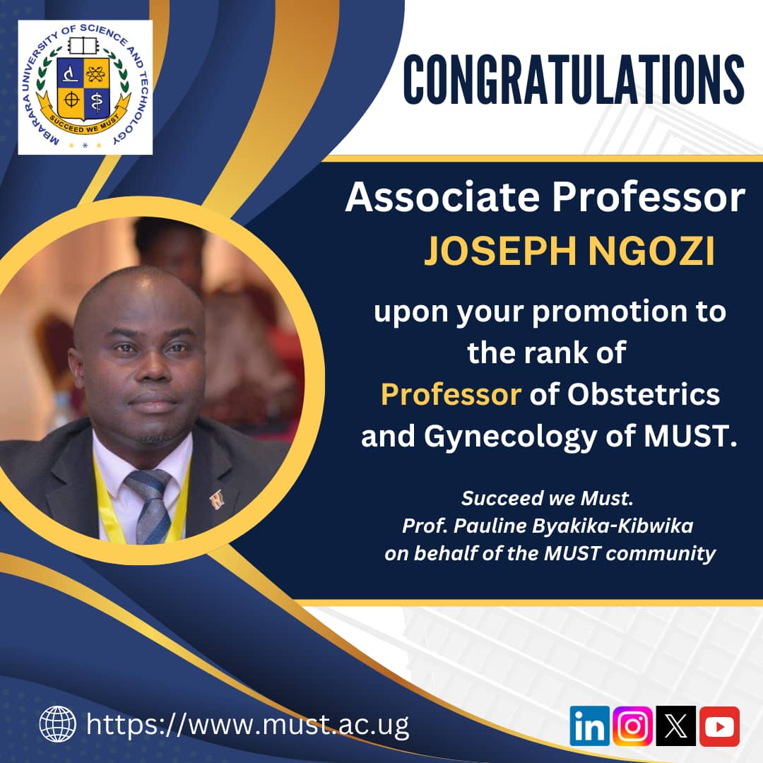 Mbarara University (@mbararaust) on Twitter photo Congratulations to Professor Joseph Ngozi on his well-deserved promotion to the rank of Professor of Obstetrics and Gynaecology of <a href="/MbararaUST/">Mbarara University</a>.
Your dedication and expertise continue to inspire the medical community. Congratulations to Professor Joseph Ngozi on his well-deserved promotion to the rank of Professor of Obstetrics and Gynaecology of <a href="/MbararaUST/">Mbarara University</a>.
Your dedication and expertise continue to inspire the medical community.