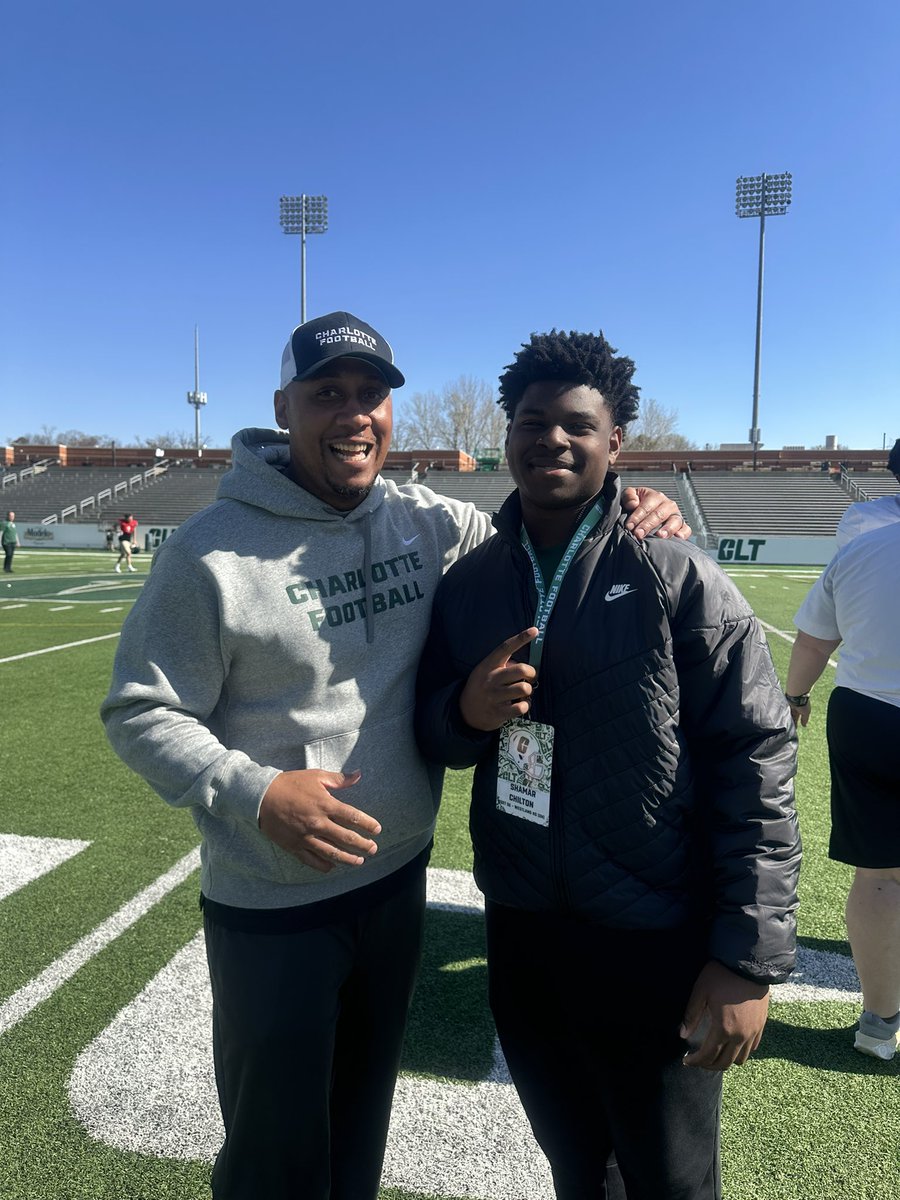 ShaMar Chilton (@chiltonshamar90) on Twitter photo Had an amazing time in Charlotte for spring practice. Thanks to @NickWelsh18 and <a href="/CooperHyatt1/">Cooper Hyatt</a> for having me down.
<a href="/Coach_Mattix/">Kurt Mattix</a> <a href="/CoachReynolds81/">Vince Reynolds</a>
<a href="/DJRSwework/">Darren Junior Recruiting Source LLC.</a> <a href="/TWilliamson_5/">Trent Williamson</a> <a href="/WestlandFB/">Westland Football</a> <a href="/SWiltfong_/">Steve Wiltfong</a> <a href="/DaleRodick/">Dale Rodick II</a> <a href="/thelinemanlab/">The Lineman Labā¢ļø</a> <a href="/morr_movement_/">Trevor Morrison</a> <a href="/jeffgreene_89/">Jeff Greene</a> <a href="/MattLofgren1/">Matt Lofgren</a> Had an amazing time in Charlotte for spring practice. Thanks to @NickWelsh18 and <a href="/CooperHyatt1/">Cooper Hyatt</a> for having me down.
<a href="/Coach_Mattix/">Kurt Mattix</a> <a href="/CoachReynolds81/">Vince Reynolds</a>
<a href="/DJRSwework/">Darren Junior Recruiting Source LLC.</a> <a href="/TWilliamson_5/">Trent Williamson</a> <a href="/WestlandFB/">Westland Football</a> <a href="/SWiltfong_/">Steve Wiltfong</a> <a href="/DaleRodick/">Dale Rodick II</a> <a href="/thelinemanlab/">The Lineman Labā¢ļø</a> <a href="/morr_movement_/">Trevor Morrison</a> <a href="/jeffgreene_89/">Jeff Greene</a> <a href="/MattLofgren1/">Matt Lofgren</a>