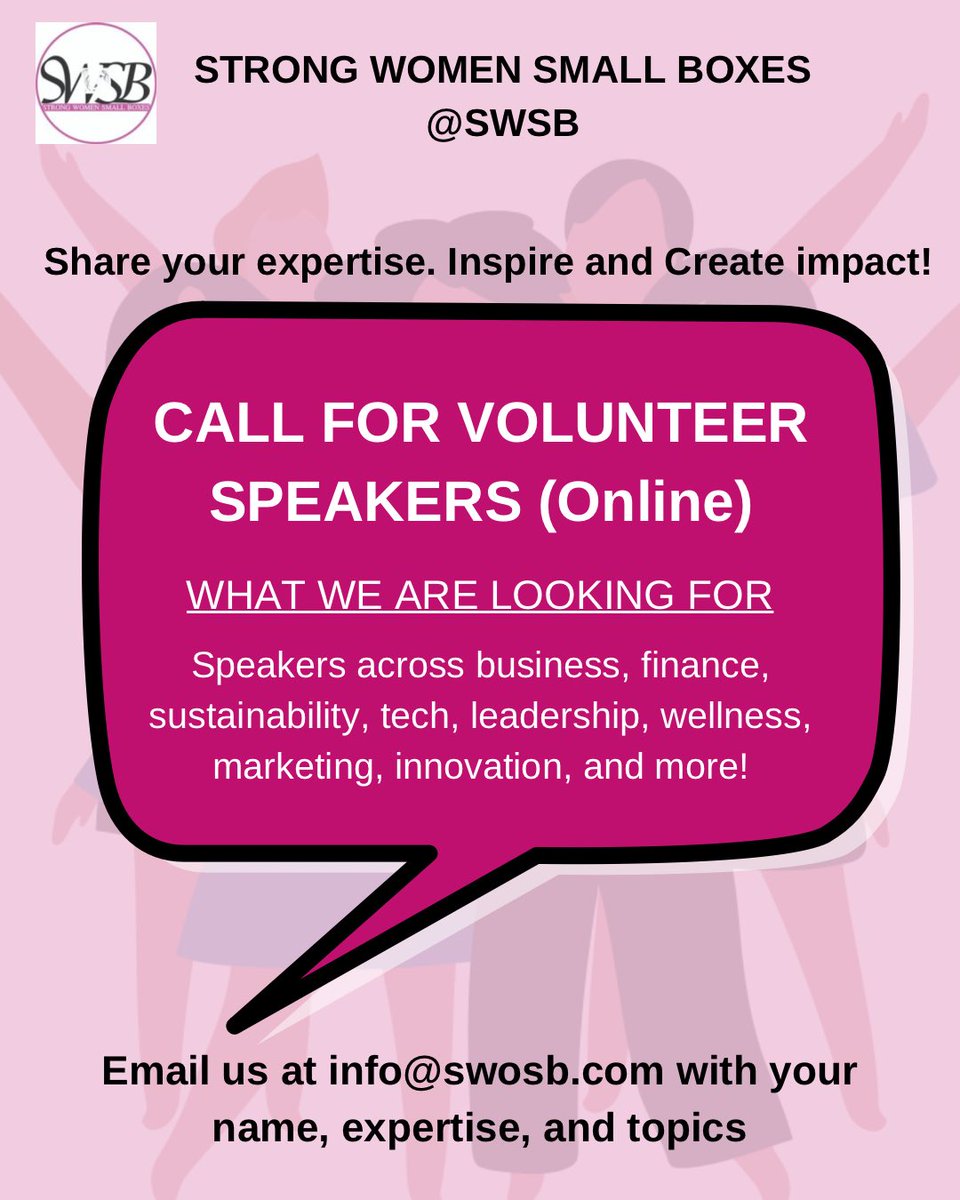 SWSBs's tweet image. Would you like to share your expertise with the women in our community? Come join us

#femaleentrepreneurs #womensupportingwomen #SWSB #Nigeria #Africa