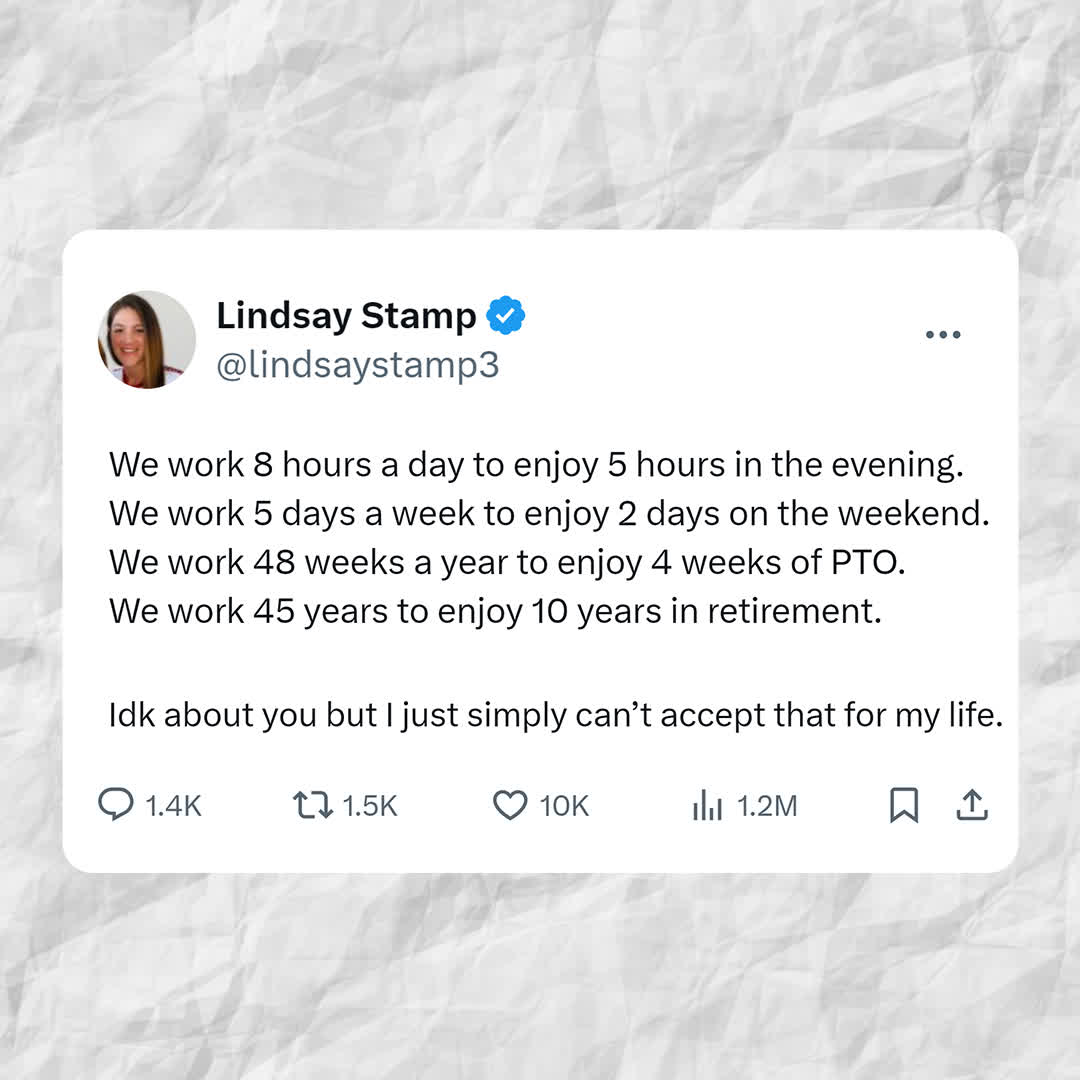 One day when we can automate most labour, we'll look back at the 5-day workweek as an ancient relic, just like we see 7-day workweeks today.

We can build that future with AI dividends and basic income.