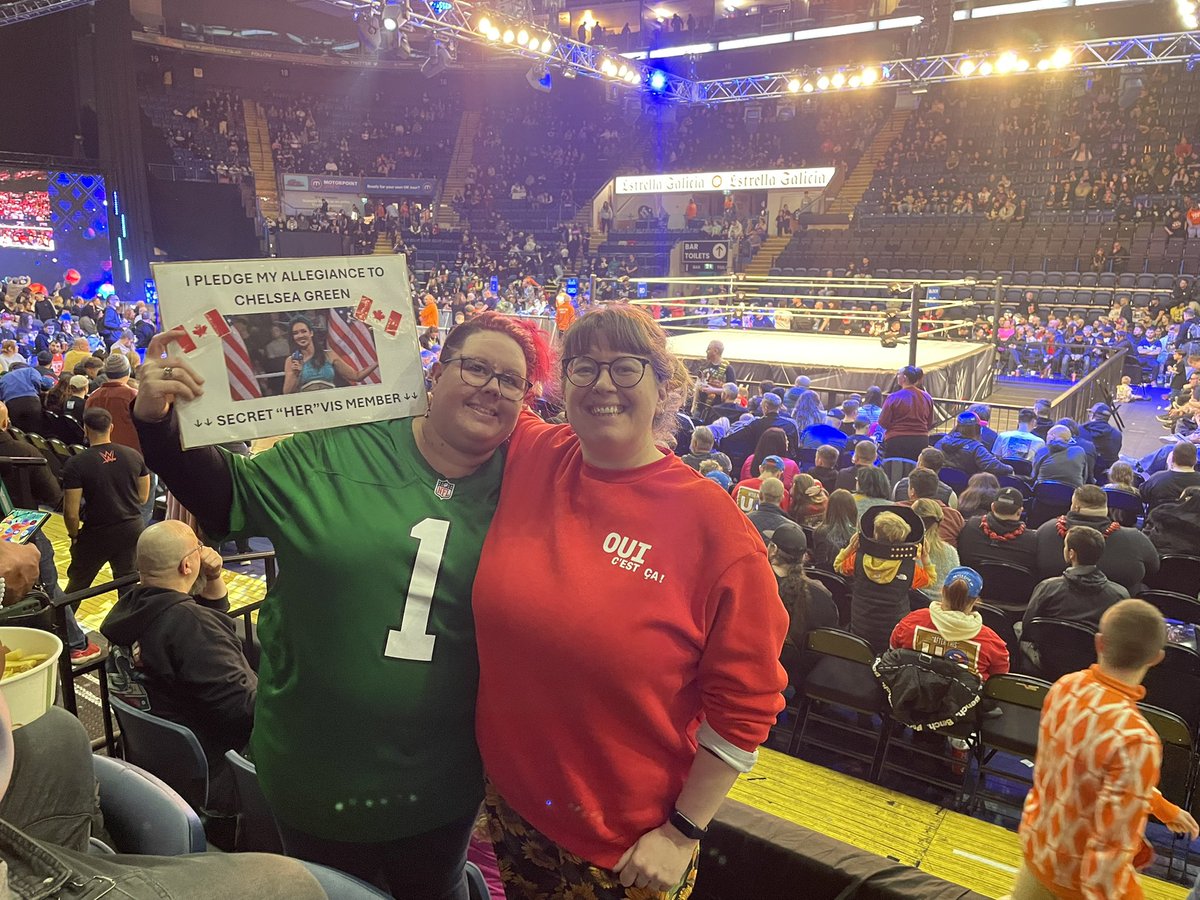 MindlessRockApe's tweet photo. #WWENottingham sisters Kelly and Sarah ready for the show. To quote Pat McAfee, Let’s Gooooooo! https://t.co/g5q0kXNYsT