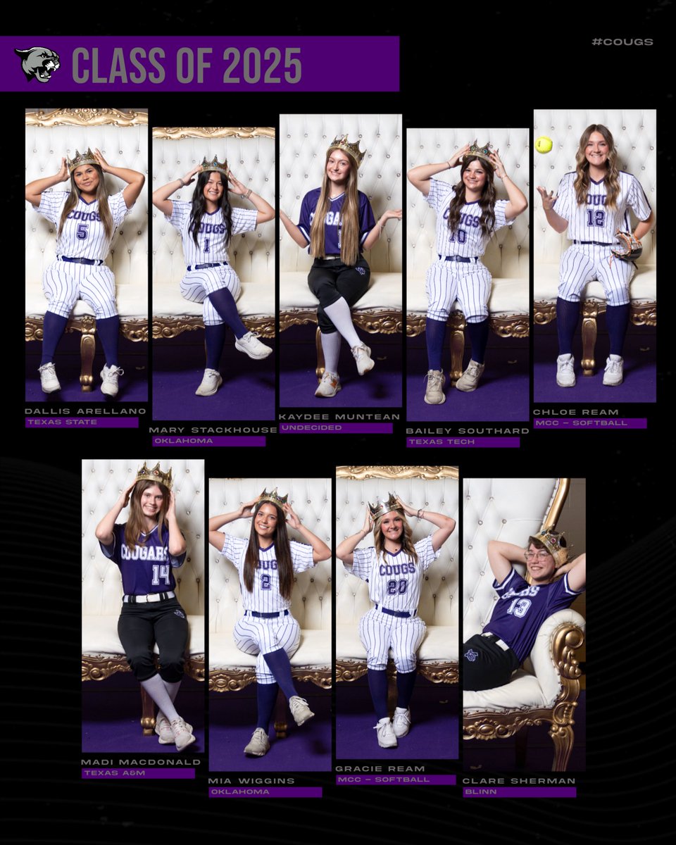 Come out to Cougar Softball Field TOMORROW night as we celebrate our 9 incredible Seniors and their accomplishments as Cougars!  💜🐾🐾🐾🐾 🐾🐾🐾🐾🐾💜

Senior Announcements will begin at 5:40!!