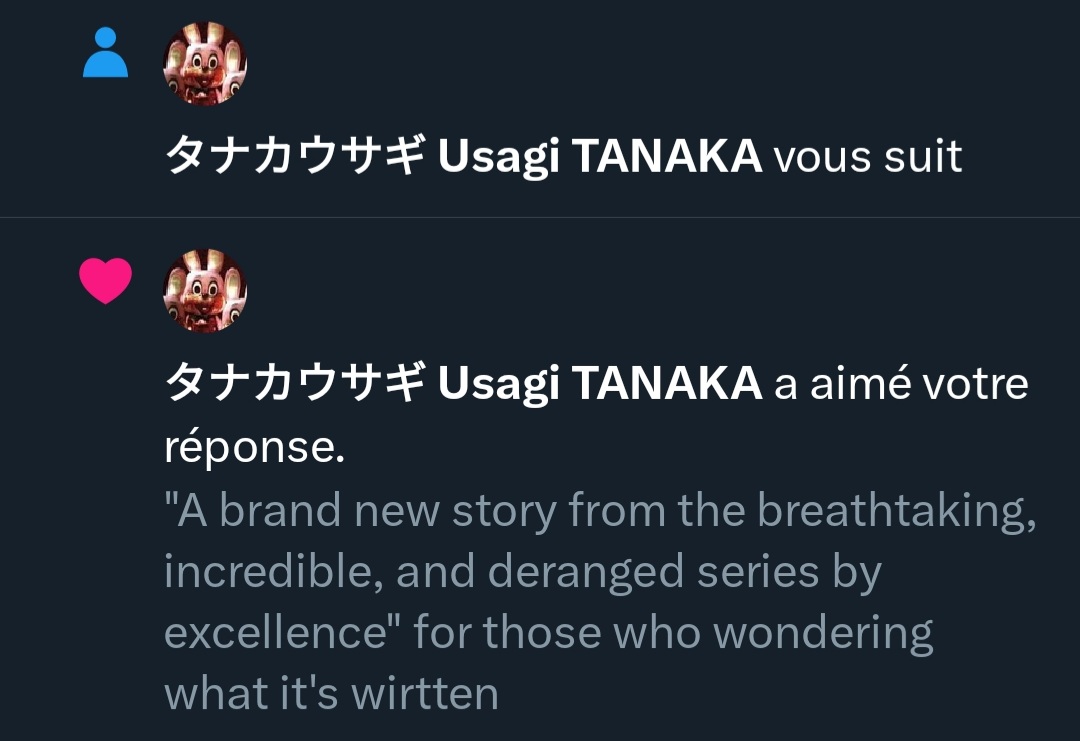 Ryumilia (@tacotsunev51) on Twitter photo Ok so now you just have to translate a text to be followed by an artist you admire (But that's still pretty cool, thank you <a href="/Usagi_Tanaka/">タナカウサギ Usagi TANAKA</a> ) Ok so now you just have to translate a text to be followed by an artist you admire (But that's still pretty cool, thank you <a href="/Usagi_Tanaka/">タナカウサギ Usagi TANAKA</a> )