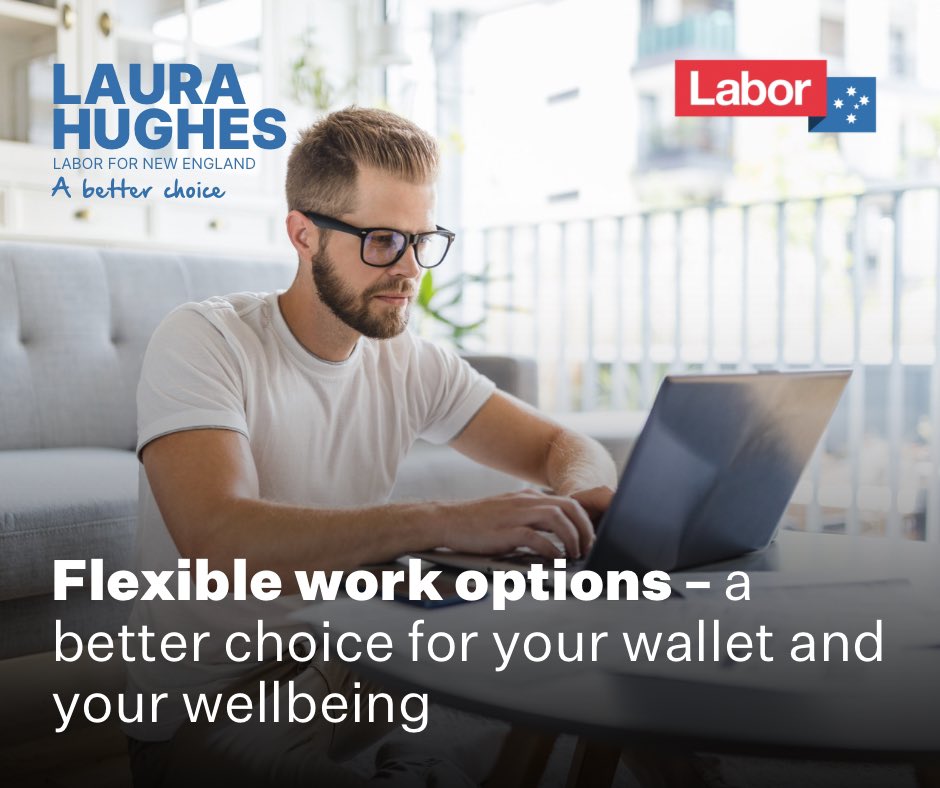 LauraHughesNE's tweet photo. Working from home saves money and gives us more time with family. It’s good for people, businesses, and regions like New England. Let’s back flexible work, support locals, and create A Better Choice. 

#ABetterChoice #LaborForNewEngland #RemoteWork #flexiblework #Auspol2025 https://t.co/hEDcCjnNlX