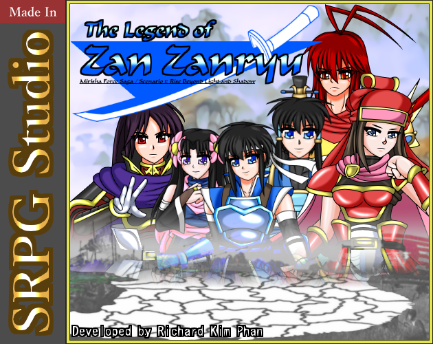 My own Custom Game Box Art Cover... :3 
"The Legend of Zan Zanryu" #SRPGStudio #ZanZanryu 
Credit to <a href="/TheUnproPro/">Hawkwhisper</a> for the RPGMaker Custom Game Cover Templates. 
IF this game were a game box for the collection... 
Might as well be a digital cover for my game development. 😋