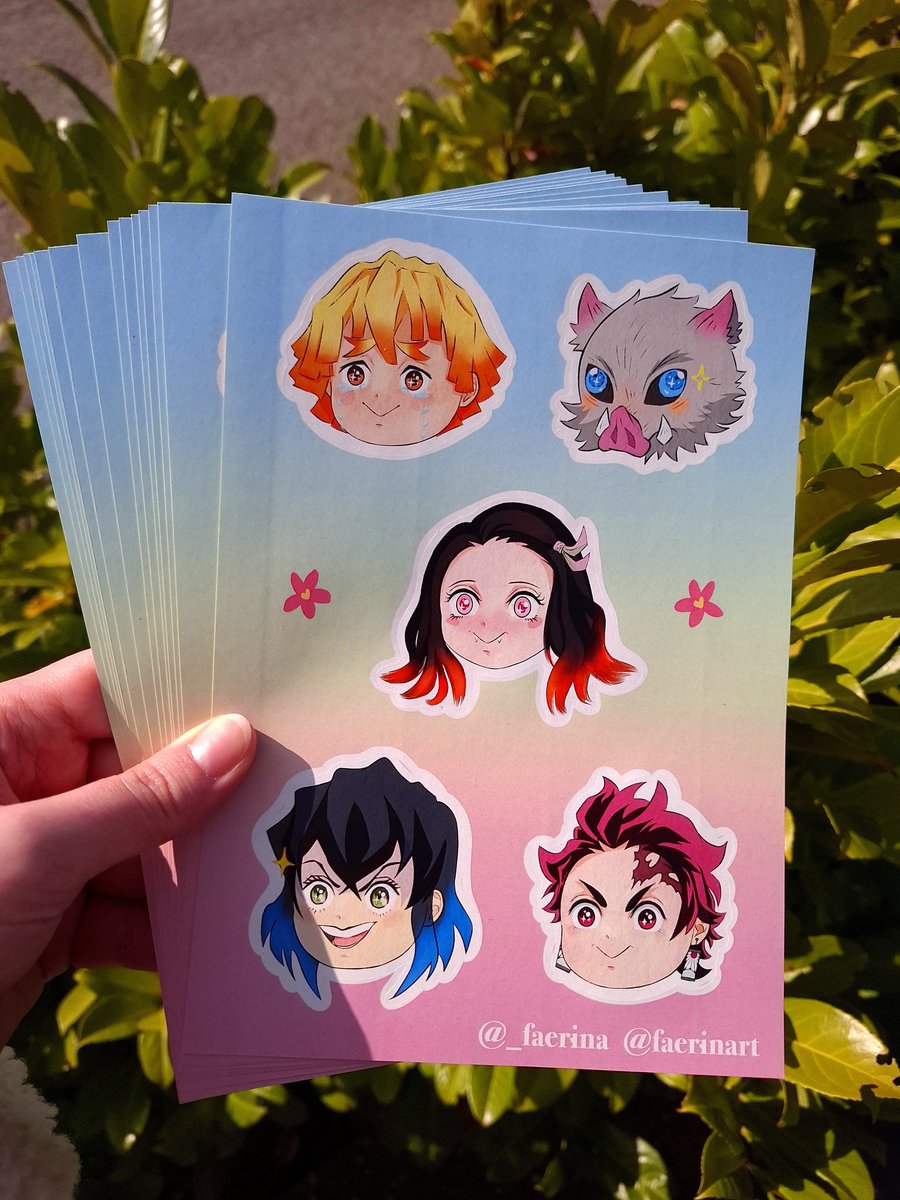 _faerina's tweet photo. sooo happy with how my demon slayer stickers came out 🩷
#demonslayer #kimetsunoyaiba #nezuko #tanjiro #inosuke #art https://t.co/H5sRRfQuNl