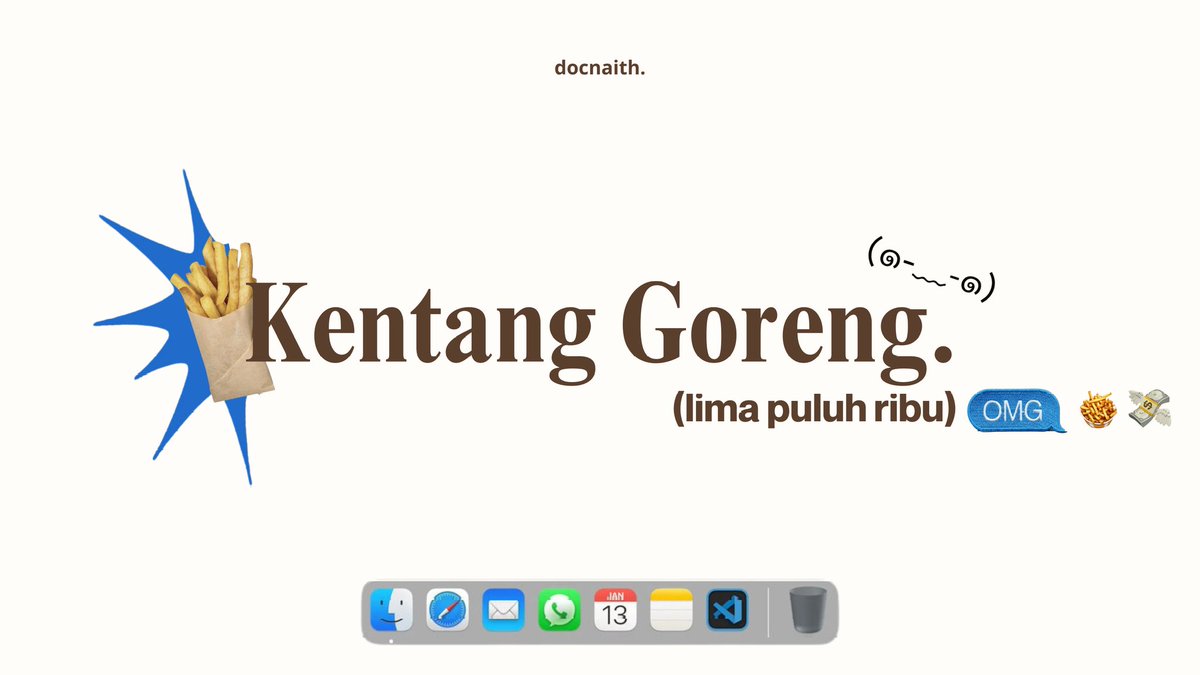 docnaith's tweet image. Kentang Goreng, Lima Puluh Ribu.
; The universe has brought us together again.

— few tweets ; local au.