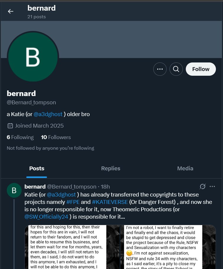 Don't believe anything this account says. This is NOT a friend/sibling of Katie. Person who runs the account @/SW_Officially24 is the run who runs this and is trying to "own the copyrights of Katie's work".