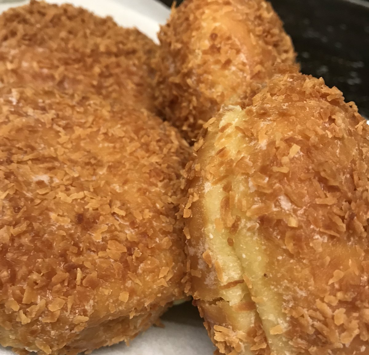 This week’s special is our homemade traditional crème filled donut in a glazed shell rolled in toasted coconut. Even if coconut isn't your favorite, this donut is sure to win you over. For coconut lovers, this one’s a slam dunk!
