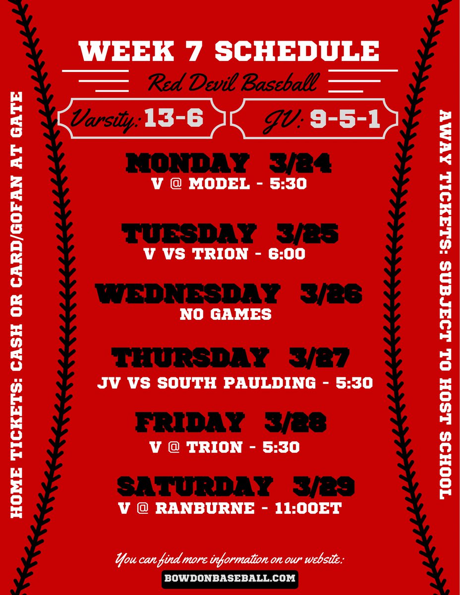 Final week of region game 1’s and 2’s this week with some other quality opponents in a 4 game week!