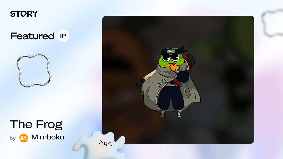 Story (꧁IP꧂) (@storyprotocol) on Twitter photo Featured IP: The Frog by <a href="/mimboku_story/">Mimboku</a>
Mimboku is the first anime-inspired NFT frog collection co-created by the Story community.
View IP and register a remix on the Public Preview of the IP Portal ↴ Featured IP: The Frog by <a href="/mimboku_story/">Mimboku</a>
Mimboku is the first anime-inspired NFT frog collection co-created by the Story community.
View IP and register a remix on the Public Preview of the IP Portal ↴