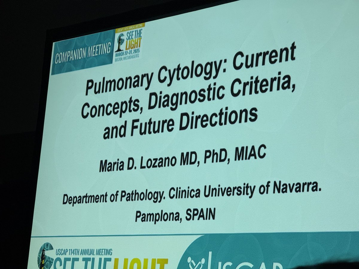 Papanicolaou Society (@papsociety) on Twitter photo <a href="/PapSociety/">Papanicolaou Society</a> scientific meeting #USCAP2025
Pulmonary cytology spotlight!
By Dr. Maria D. Lozano <a href="/mdlozanoe/">Lola Lozano</a> breaks down current concepts, diagnostic criteria & future directions. <a href="/DiagnosticCyto/">Diagnostic Cytopath</a> <a href="/IACytology/">International Academy Cytology</a> <a href="/AzizaNassar2/">Aziza Nassar</a> <a href="/aakasharmand/">Zubair Baloch</a> <a href="/PoonamVohra3/">Poonam Vohra MD</a> <a href="/Baskotacytopath/">Swikrity U Baskota,MD, FCAP</a> <a href="/PapSociety/">Papanicolaou Society</a> scientific meeting #USCAP2025
Pulmonary cytology spotlight!
By Dr. Maria D. Lozano <a href="/mdlozanoe/">Lola Lozano</a> breaks down current concepts, diagnostic criteria & future directions. <a href="/DiagnosticCyto/">Diagnostic Cytopath</a> <a href="/IACytology/">International Academy Cytology</a> <a href="/AzizaNassar2/">Aziza Nassar</a> <a href="/aakasharmand/">Zubair Baloch</a> <a href="/PoonamVohra3/">Poonam Vohra MD</a> <a href="/Baskotacytopath/">Swikrity U Baskota,MD, FCAP</a>