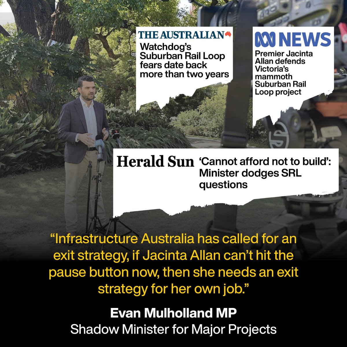 Almost the entire Suburban Rail Loop project is going to be banked on state government debt. The uncertainty around costs &amp; benefits for the SRL East make it completely unviable in its current form, the Premiers reckless vanity project must be paused before more damage is done.