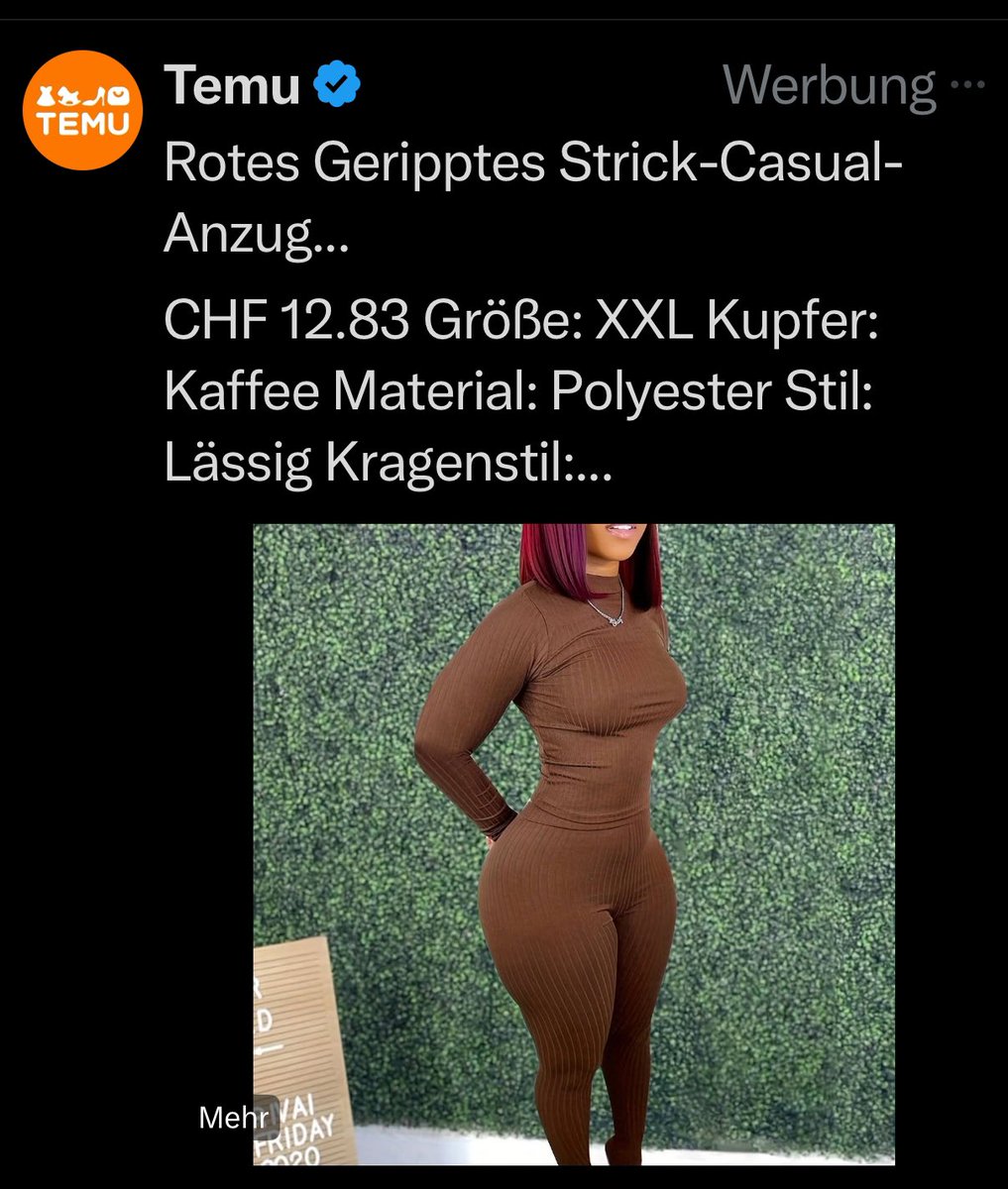 Malte Polzin (@mpolzin) on Twitter photo Diese Anzeige ist wieder da. Hey <a href="/Temu_Germany/">Temu_Germany</a> ihr habt Millionen von Produkten und bewerbt andauernd dieses Kupferne Kaffee Dings…
Oder hat <a href="/DorotheaBaur/">Dorothea Baur (Dr.)</a> ihres etwa wieder retourniert? Diese Anzeige ist wieder da. Hey <a href="/Temu_Germany/">Temu_Germany</a> ihr habt Millionen von Produkten und bewerbt andauernd dieses Kupferne Kaffee Dings…
Oder hat <a href="/DorotheaBaur/">Dorothea Baur (Dr.)</a> ihres etwa wieder retourniert?