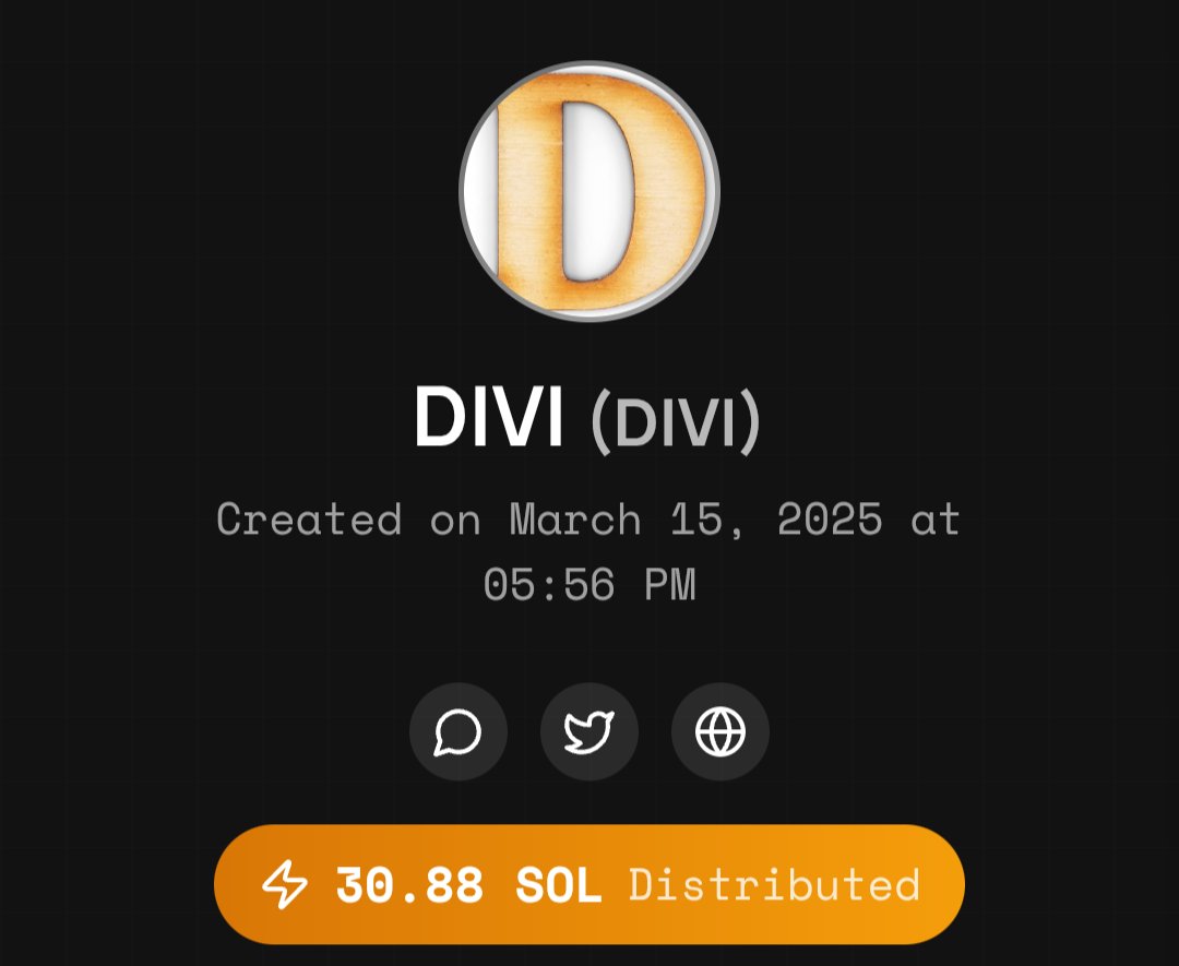 $DIVI started with 1 sol in liquidity last week and we've managed to squeeze out 30 SOL to our holders. 10% tax, 9% goes to holders.

CA - E1ogsxMTXipgCFWUE2BvoxyocGX6cToaLK2hdMGiKoJB