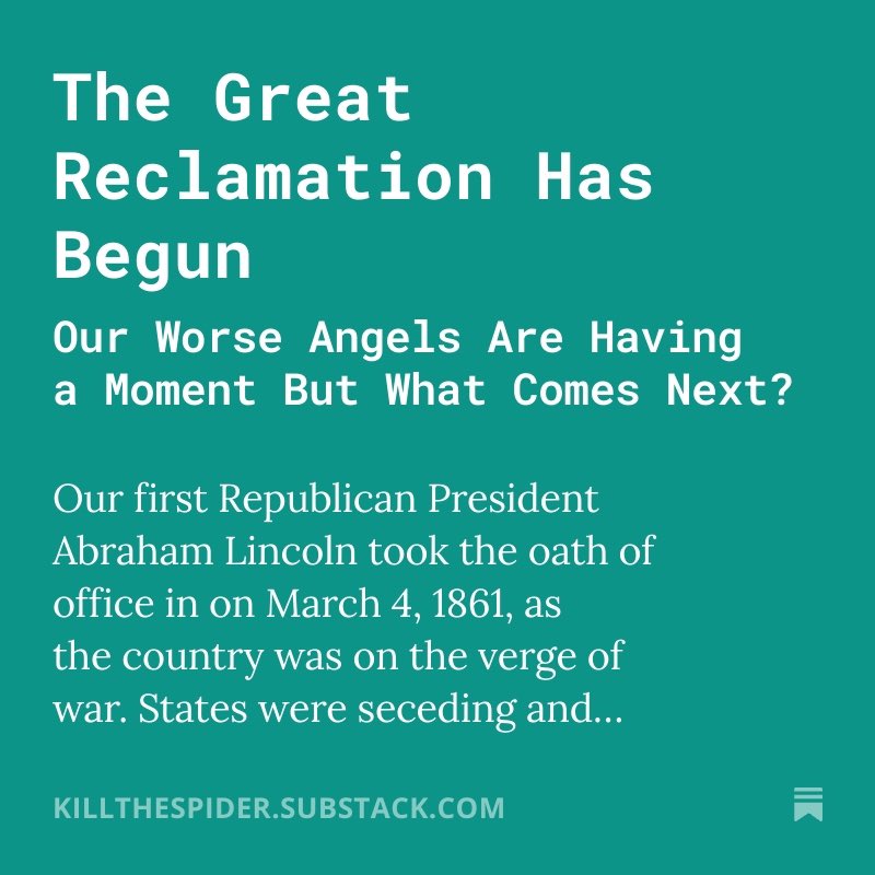 It’s been a while since my last post. I’ve been working through my thoughts on the Trump era, beyond the day-to-day punditry. More to come… —&gt;&gt; killthespider.substack.com/p/the-great-re…