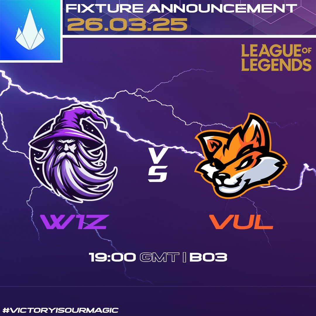 Time for a Rematch! W1Z are squaring up against <a href="/VulpineEsports/">Vulpine Esports</a> for the second time in this years <a href="/CobaltWinds/">CWL</a> DEFY Division 2 Tournament. Should be an exciting match! Check it out on our live stream:

Twitch.tv/W1Z_Esports

#LeagueOfLegends

#VictoryIsOurMagic