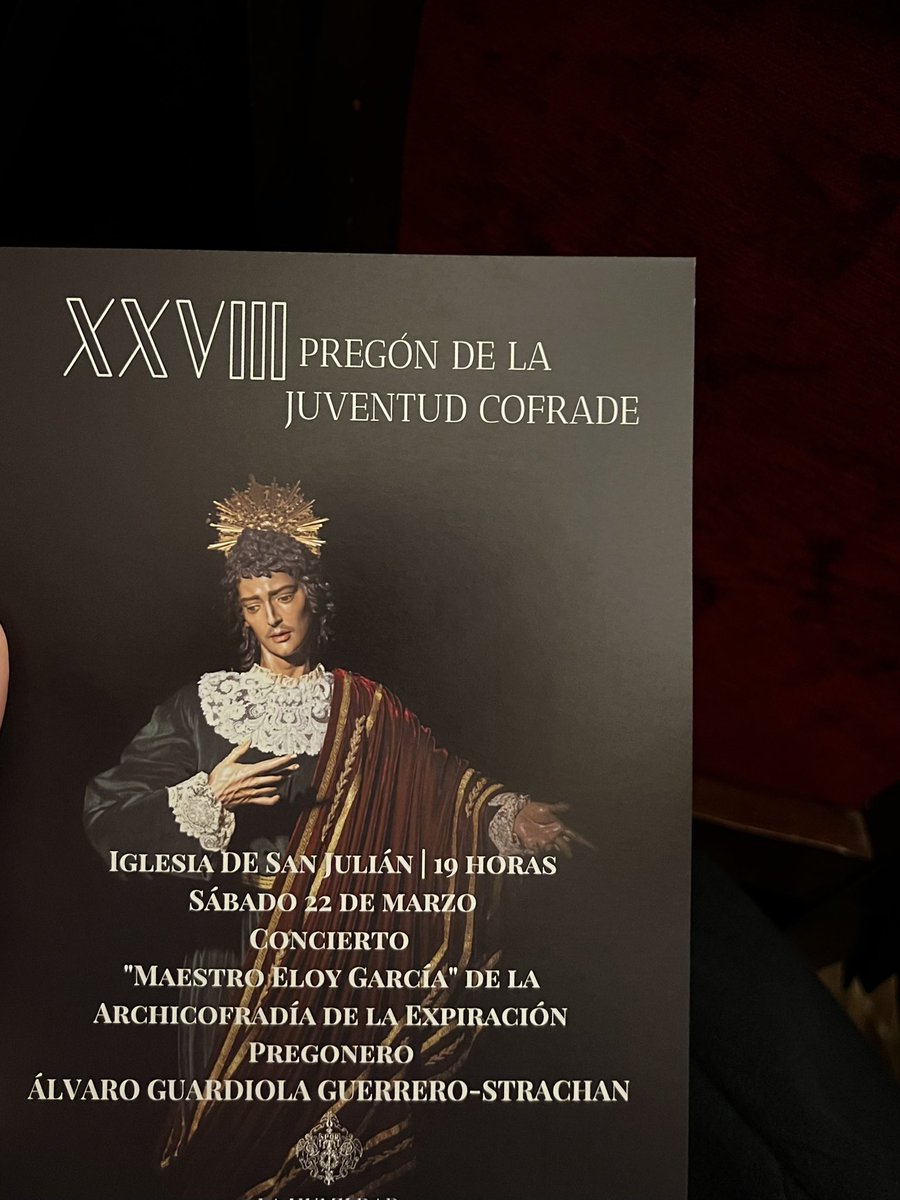 ◻️ #PREGÓN |

Ayer tuvo lugar el XXVIII Pregón de la Juventud Cofrade de la mano de nuestro querido <a href="/alvaroggs/">Álvaro Guardiola Guerrero-Strachan</a> 🤍

🎼 Previamente disfrutamos del concierto de @bmeloygexpiracion.

#CofradíasMLG