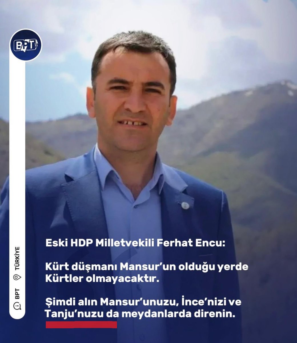 tanjuozcanchp's tweet photo. Hayatım boyunca Kürt düşmanı olmadım. @FerhatEncu , ben senin gibi bölücülerden nefret ediyorum. Sanki teröristlerden destek istemişiz gibi utanmadan “Destek vermiyoruz” demiş. 

Sen ve senin gibi hainlere BOP Eşbaşkanlarına destek vermek yakışır❗❗❗ https://t.co/OdESbuTrqX
