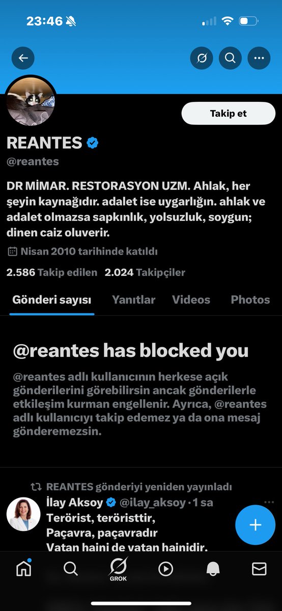 Beni engellemedim cevap verebilsin , karşılıklı tartışabilelim diye 😂