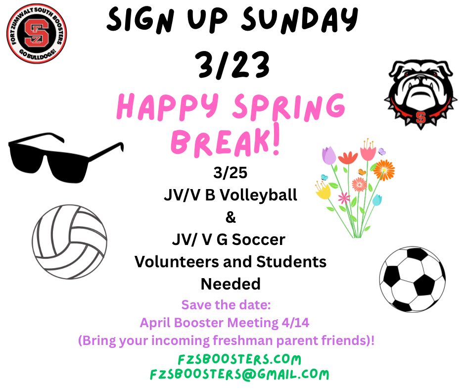 FZS BOOSTERS (@fzsboosters) on Twitter photo Happy Sunday Bulldogs! We have 1 event this week that needs some love from our volunteers/students. If you need service hours or have some extra time, please check out the link: fzsboosters.boosterhub.com/calendar/1516. <a href="/ZumSouth/">Bulldogs</a> <a href="/FZSClassOf2025/">FZS Class Of 2025</a> <a href="/FZS_Soccer/">FZS Girls Soccer</a> <a href="/FZSVB/">FZS Boys Volleyball</a> <a href="/FZSBaseball/">FZS Baseball</a> <a href="/CheerFz/">FZSouthCheer</a> <a href="/FZSVDT/">FZS Redline</a> Happy Sunday Bulldogs! We have 1 event this week that needs some love from our volunteers/students. If you need service hours or have some extra time, please check out the link: fzsboosters.boosterhub.com/calendar/1516. <a href="/ZumSouth/">Bulldogs</a> <a href="/FZSClassOf2025/">FZS Class Of 2025</a> <a href="/FZS_Soccer/">FZS Girls Soccer</a> <a href="/FZSVB/">FZS Boys Volleyball</a> <a href="/FZSBaseball/">FZS Baseball</a> <a href="/CheerFz/">FZSouthCheer</a> <a href="/FZSVDT/">FZS Redline</a>