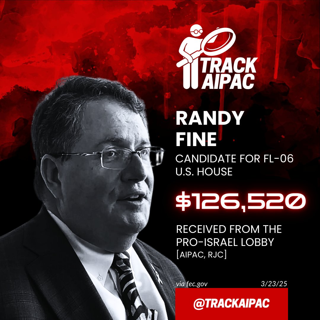 TrackerPAC's tweet image. Raging Z!onazi Randy Fine has already collected &amp;gt;$126,000 from AIPAC and the Israel lobby. #IsraelFirst 
x.com/VoteRandyFine/…