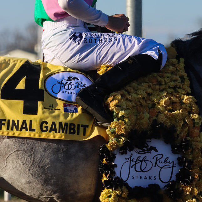 bgb_rig's tweet photo. What a memorable day at Turfway Park! A masterful ride by @luanmachado85 giving Final Gambit his first graded stakes win in the Jeff Ruby Steaks. Congrats to all the connections.

Thank you for allowing Bluegrass Brothers to be part of an unforgettable day! 🏆

@bradcoxracing @JuddmonteFarms @TurfwayPark @TheRealJeffRuby  

📸: @cadycoulardot 

#bluegrassbrothers #lifestylerootedingreatness #rootedingreatness #turfwaypark #jeffrubysteaks #teammachado #derbybound #derbyprep #kentuckyderby #derby151