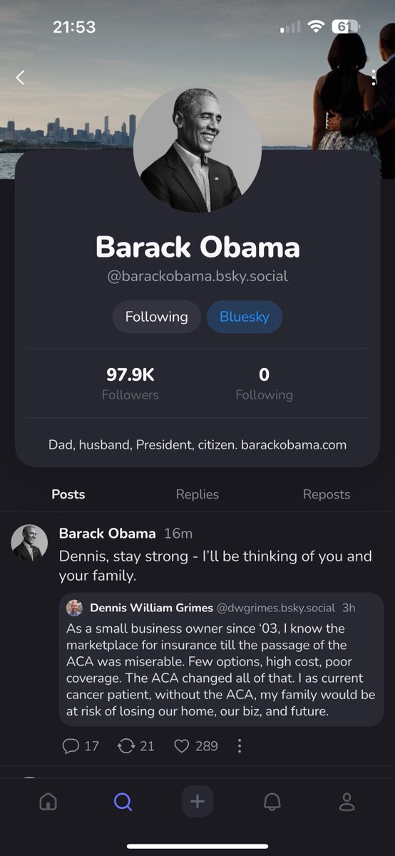 Barack Obama – historicky první americký prezident na Twitteru – je teď i prvním na Bluesky.
A tím pádem i v <a href="/openvibe_social/">Openvibe</a> , kde je celý open social web 🙂