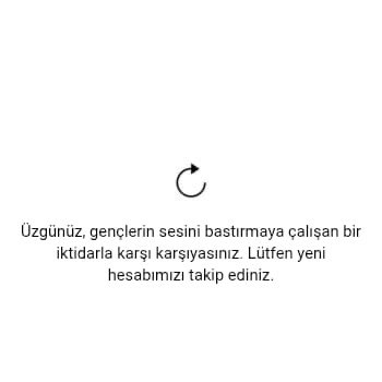 Hesabımıza “yasadışı paylaşım yapıldığı” gerekçesiyle kısıtlama getirildi!

Hesaplarımızı istediğiniz kadar kapatın: Halkın yürüyüşünü, direnişini, sesini bastıramayacaksınız!

Yeni hesabımız: @ogrenciday1