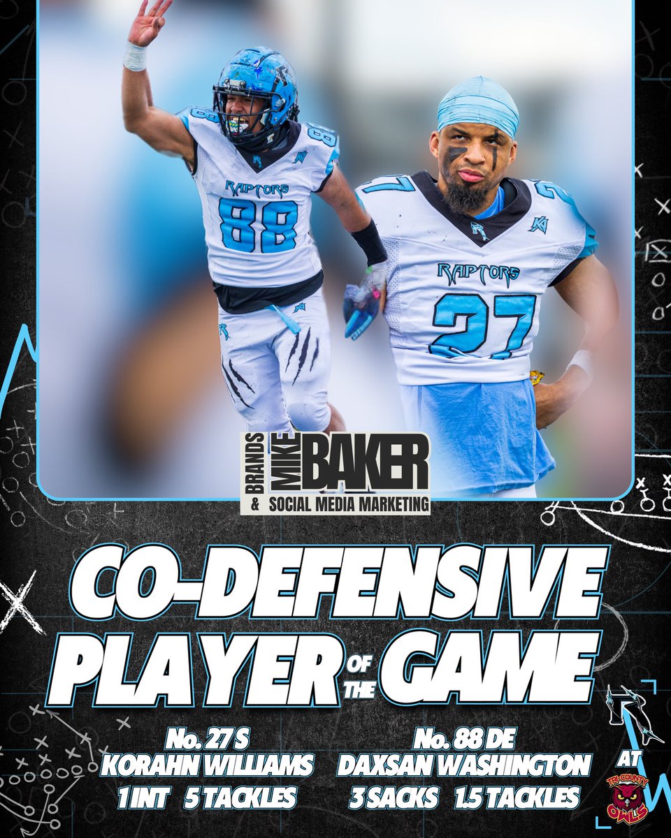 Week Two Reading Raptors Offensive &amp; Defensive Players of the Game presented by Mike Baker Brands &amp; Social Media Marketing

<a href="/BadgleyBruce/">Bruce Badgley</a> <a href="/BulldogHour/">The Bulldog Hour</a>