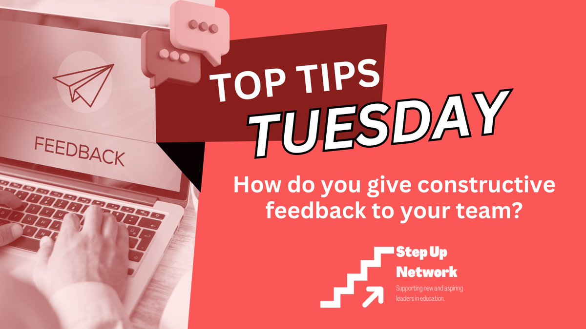 StepUpNet_Ed's tweet photo. 📢Top Tips Tuesday!📢 

Giving feedback is key to great leadership! 🗣️ 

How do you offer constructive feedback that helps your team grow? 

Share your go-to approach! 👇 

#LeadershipTips #StepUpNetwork https://t.co/d88iFZ4cz8