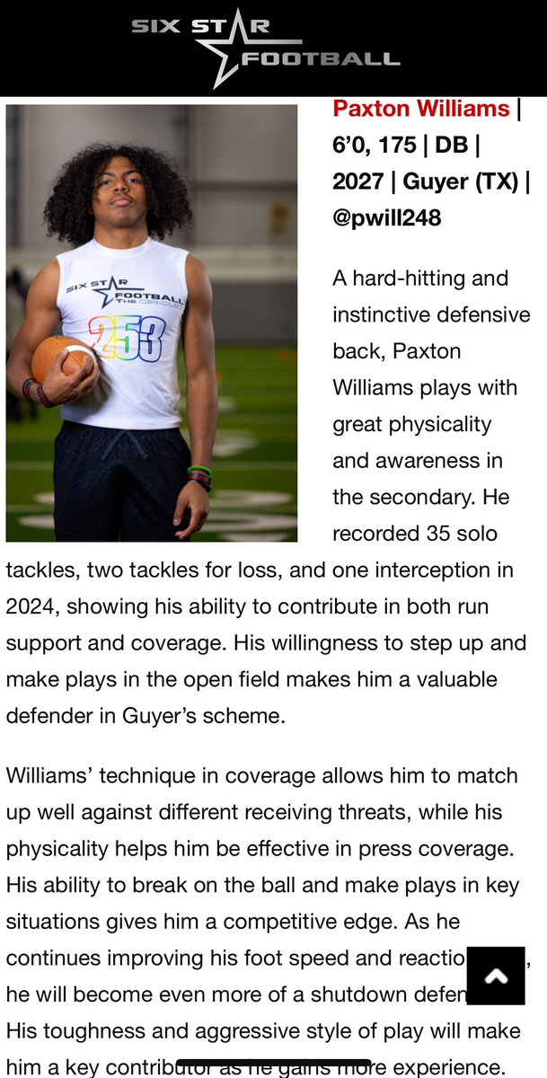 Paxton McCoy Williams (@pwill248) on Twitter photo Thank you <a href="/sixstarfootball/">Six Star Football | PLUS+</a> for the write up. Looking forward to this season.
<a href="/DentonGuyer_FB/">Denton Guyer Football</a> <a href="/ReedHeim/">Coach Heim</a> <a href="/kylekeese/">Kyle Keese</a> <a href="/mike_gallegos16/">Mike Gallegos</a> <a href="/FlightSkillz/">Coach Flight</a> <a href="/TxThreat7v7/">Texas Threat</a> Thank you <a href="/sixstarfootball/">Six Star Football | PLUS+</a> for the write up. Looking forward to this season.
<a href="/DentonGuyer_FB/">Denton Guyer Football</a> <a href="/ReedHeim/">Coach Heim</a> <a href="/kylekeese/">Kyle Keese</a> <a href="/mike_gallegos16/">Mike Gallegos</a> <a href="/FlightSkillz/">Coach Flight</a> <a href="/TxThreat7v7/">Texas Threat</a>