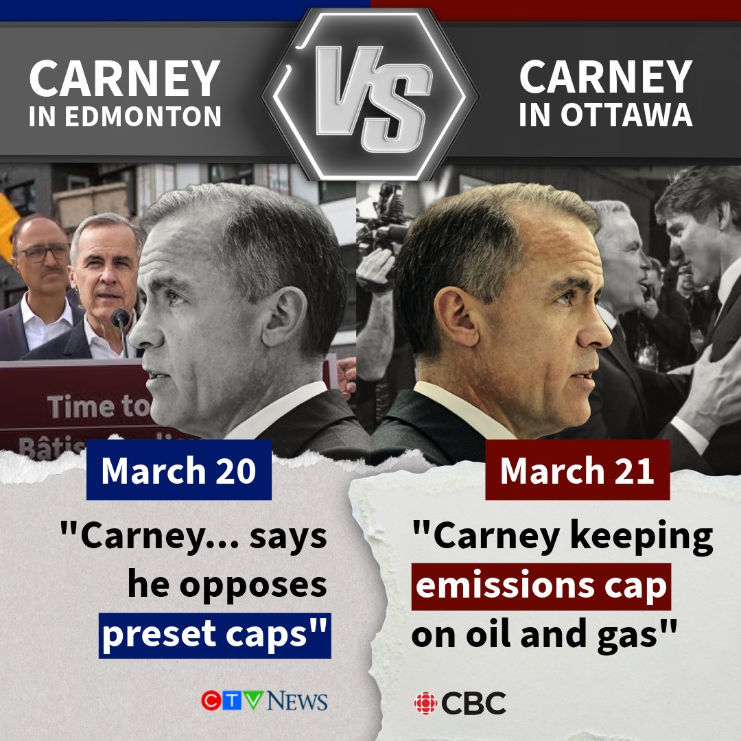 Danielle Smith (@abdaniellesmith) on Twitter photo So <a href="/MarkJCarney/">Mark Carney</a> comes to Edmonton and says he opposes an oil and gas production cap; then heads back to Ottawa and promises an oil and gas production cap costing Albertans and Canadians tens of thousands of jobs.
The more things change the more they stay the same. The Liberals So <a href="/MarkJCarney/">Mark Carney</a> comes to Edmonton and says he opposes an oil and gas production cap; then heads back to Ottawa and promises an oil and gas production cap costing Albertans and Canadians tens of thousands of jobs.
The more things change the more they stay the same. The Liberals