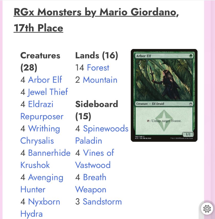 10-3 and 17th place at <a href="/paupergeddon/">Paupergeddon Tournament</a> in Lecco.
Without my Brothers <a href="/Zero3Spritz/">Zero3Spritz</a> would never have been possible.❤️