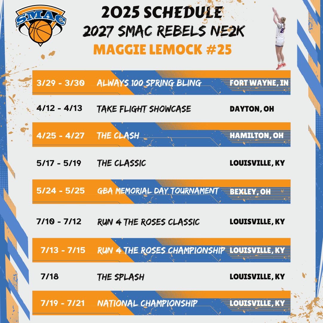 MaggieLemock's tweet image. AAU Schedule!!