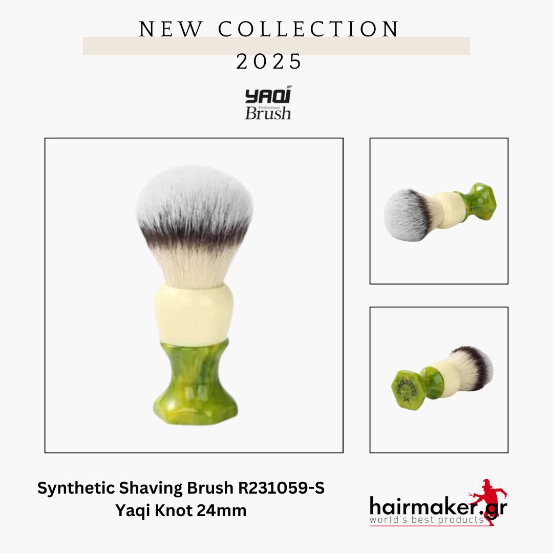 Synthetic Shaving Brush R231059-S Yaqi Knot 24mm.
The Synthetic Shaving Brush R231059-S by Yaqi is a high-quality shaving brush that guarantees a superior shaving experience. Featuring a 24mm knot and a 55mm loft, it delivers an ideal lather for a smooth, close shave.