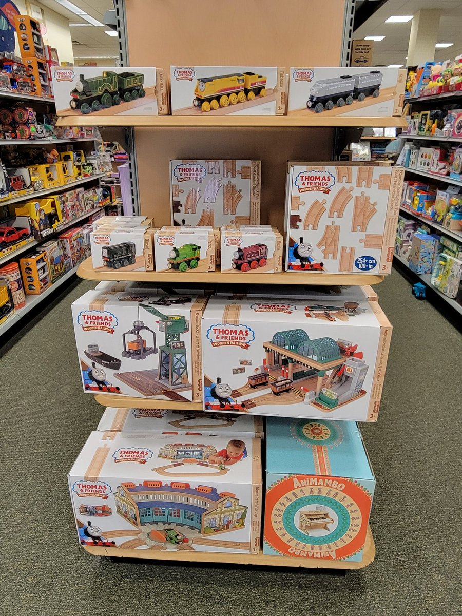 I just stopped by my local Barnes and Noble and this is what they have left of Thomas Wooden Railway. Still a lot left, but most of it is still on Amazon for the same price or cheaper. Not sure for how much longer though!