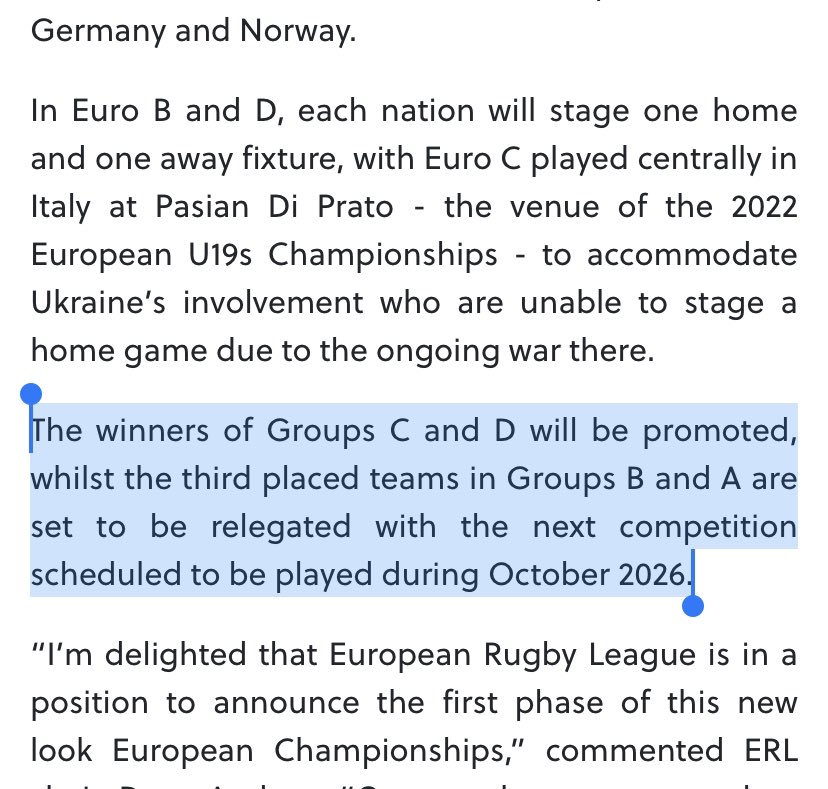 He Can Play For - International RL Eligibility (@hecanplayfor) on Twitter photo Question regarding Euros, <a href="/troygrant/">Hon. Troy Grant</a> <a href="/KazandjianDanny/">Danny Kazandjian</a> <a href="/BradWalterSport/">Brad Walter</a>
Why isnโt there a simple 1 up, 1 down between tiers? The below suggests we wonโt see promotion for Euro B? Question regarding Euros, <a href="/troygrant/">Hon. Troy Grant</a> <a href="/KazandjianDanny/">Danny Kazandjian</a> <a href="/BradWalterSport/">Brad Walter</a>
Why isnโt there a simple 1 up, 1 down between tiers? The below suggests we wonโt see promotion for Euro B?