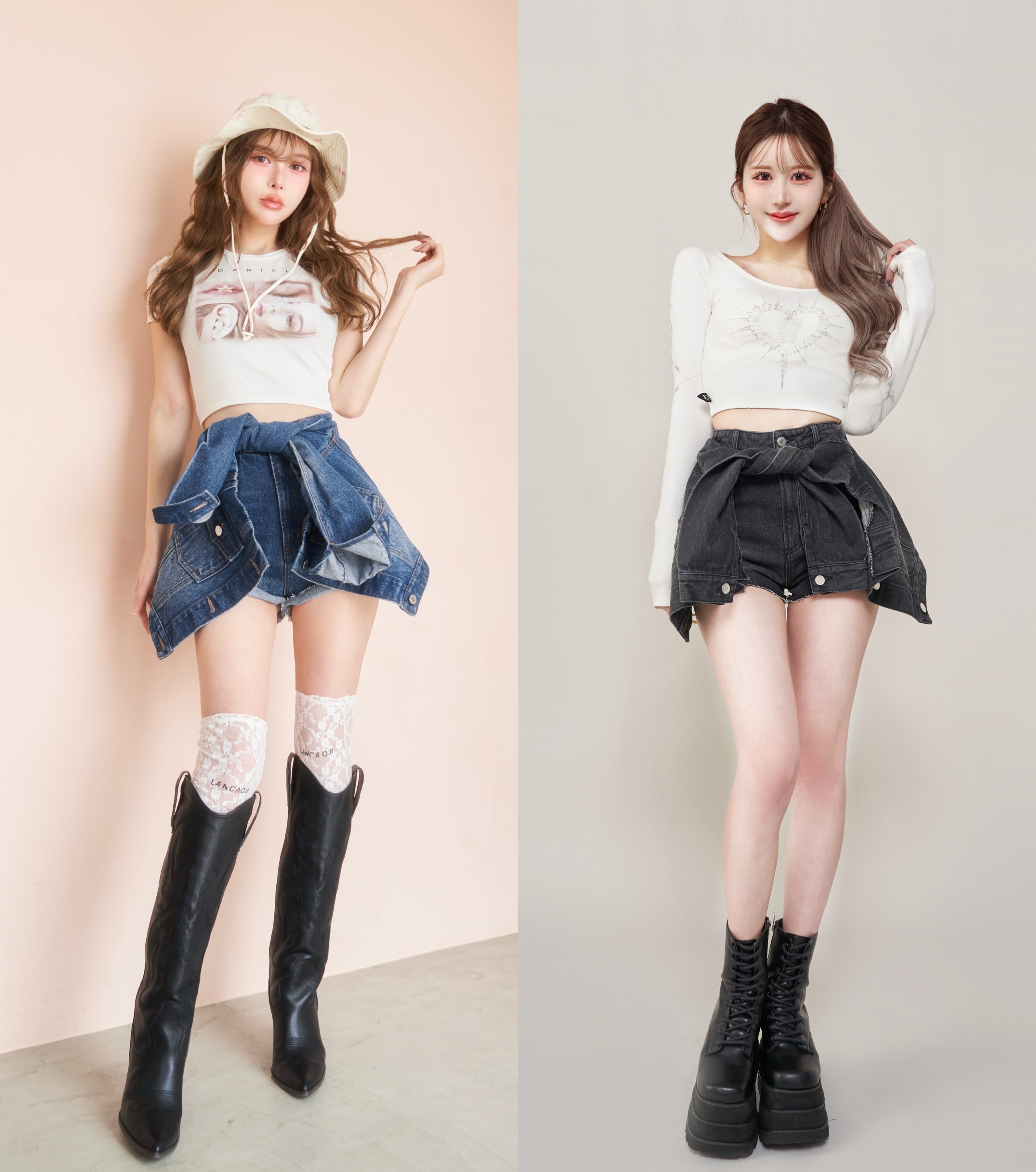 Darich♡ドッキングデザインデニムショートパンツ （ダーリッチ